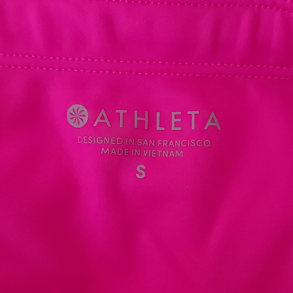 ◇◇ Athleta Mesh Power Contender Capri Leggings Electric Fuschia Size Size Small - Picture 3 of 12